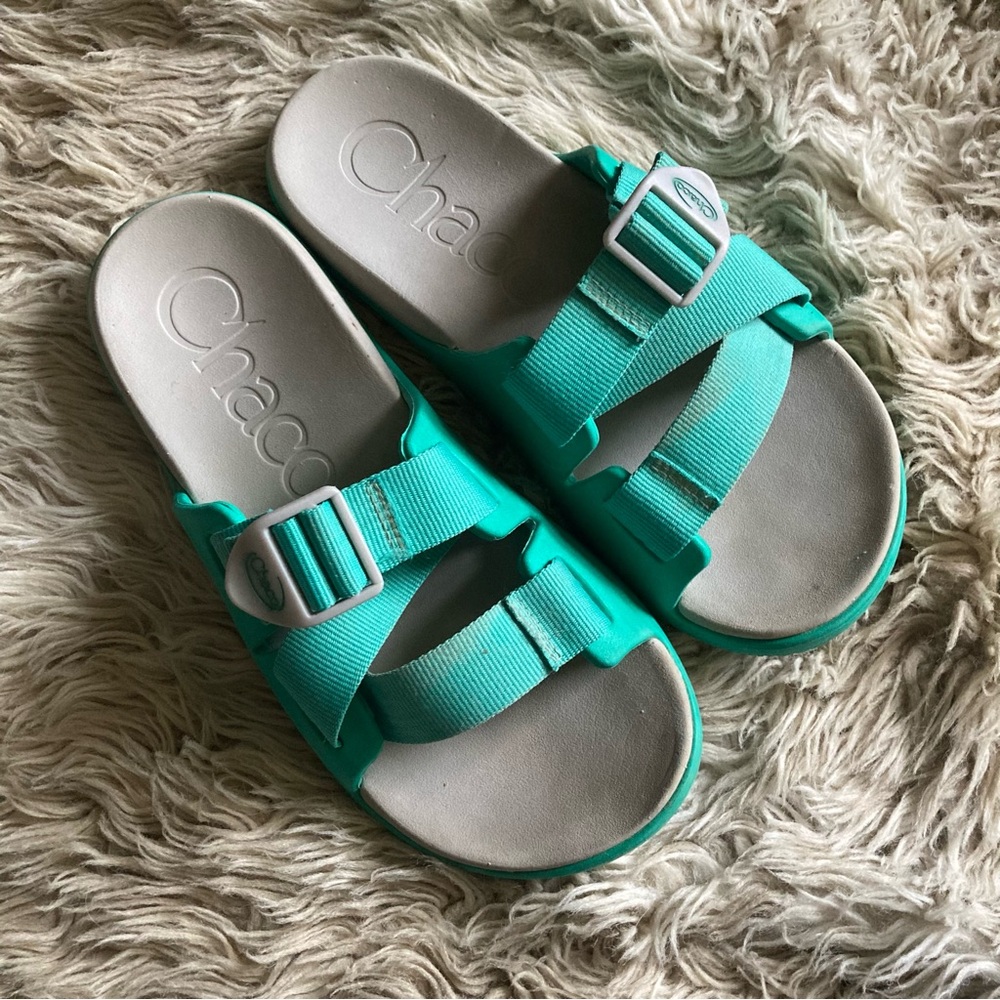 Chaco Women's Teal Adjustable Strap Slide Sandals